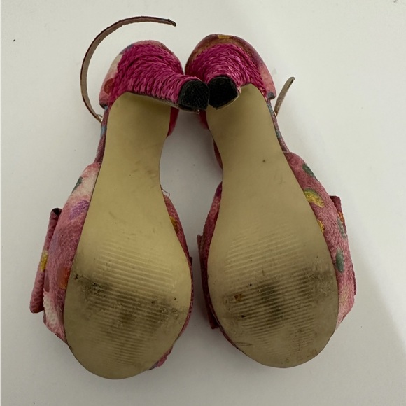 Dolce by Mojo Moxy Pink Polka Dot Snakeskin Bow Heels Y2K Size 7.5M SEE NOTE - Picture 4 of 16